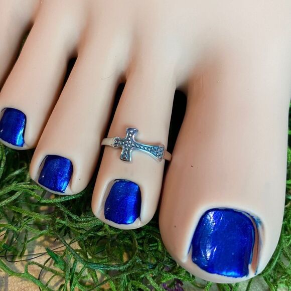 Cross sterling silver adjustable toe/midi ring - Picture 3 of 4